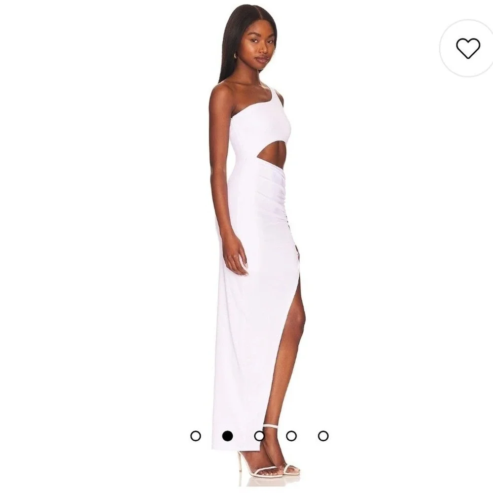 superdown XXS Alanie Maxi Dress One Shoulder Cut Out Maxi White NWOT MSRP $98